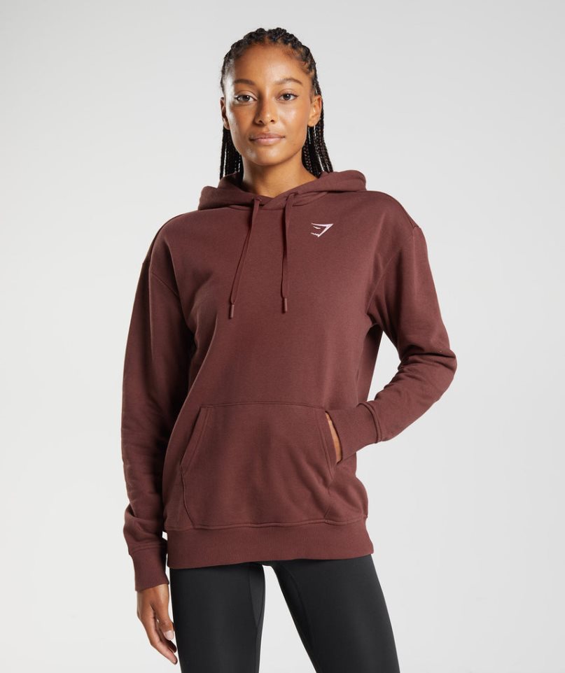 Bluzy Z Kapturem Gymshark Treningowe Boyfriend Damskie Brązowe | PL 673ZLA